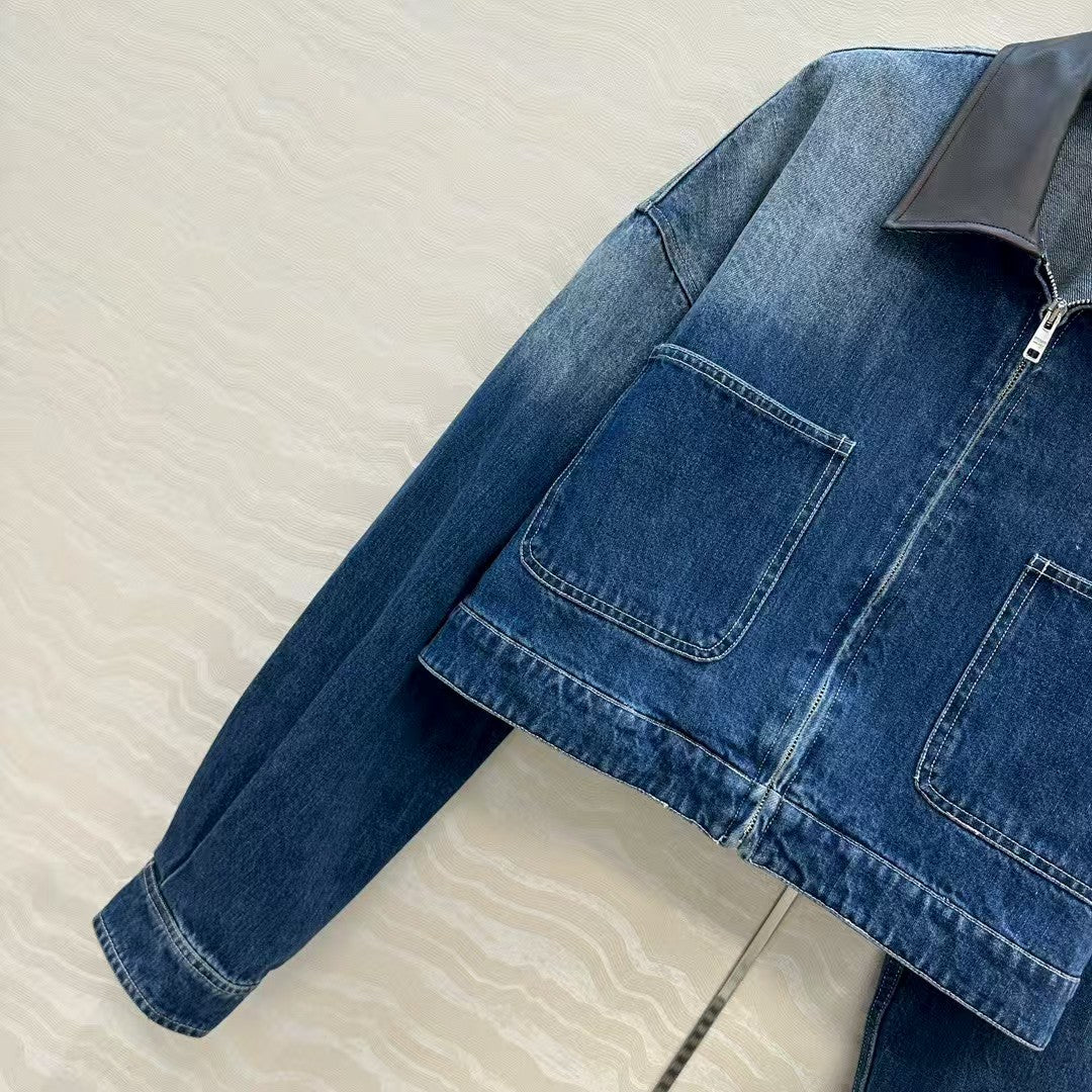 Enzyme-washed nostalgic denim jacket