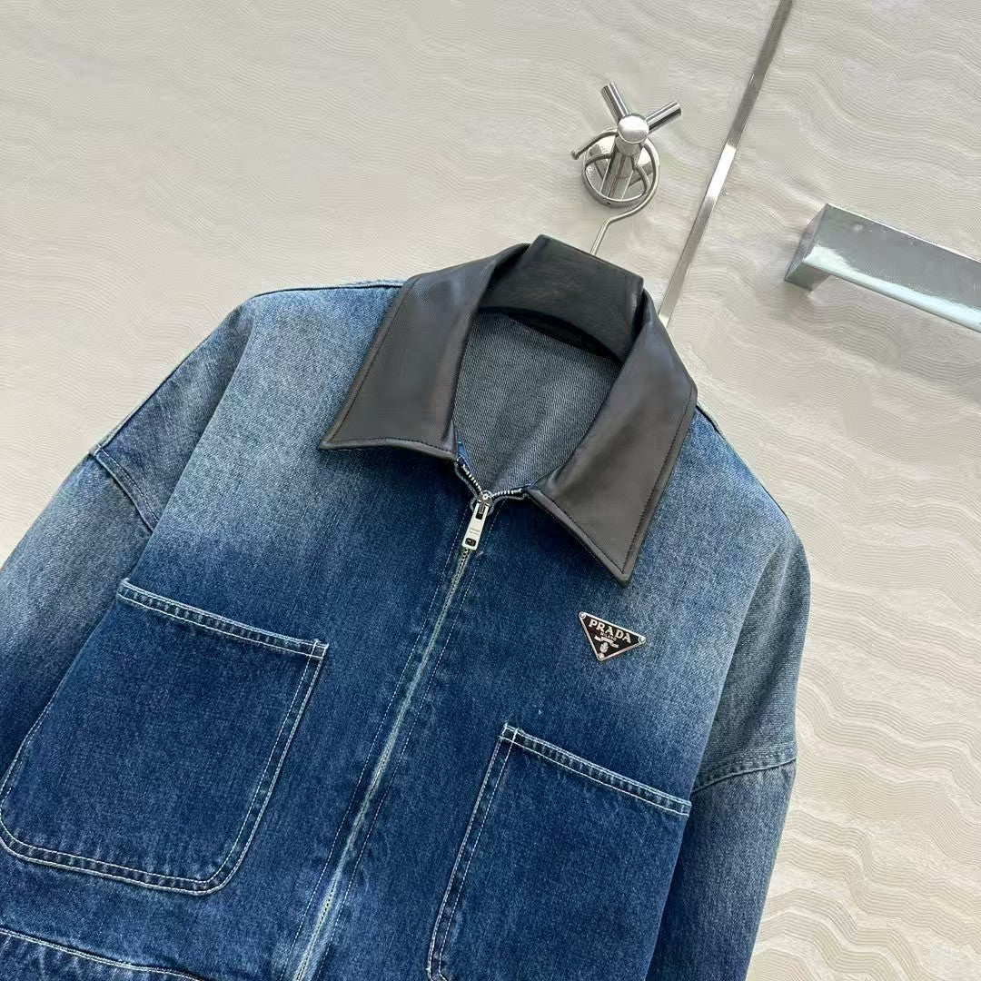 Enzyme-washed nostalgic denim jacket