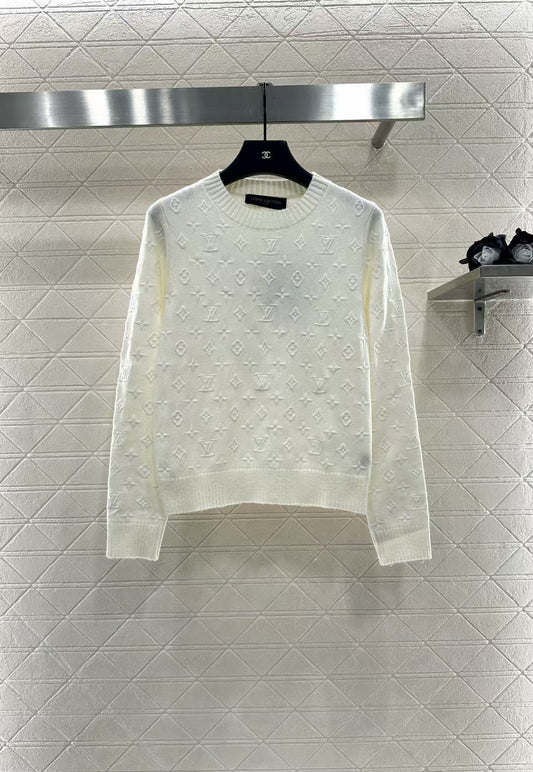 embroidered jacquard pullover sweater