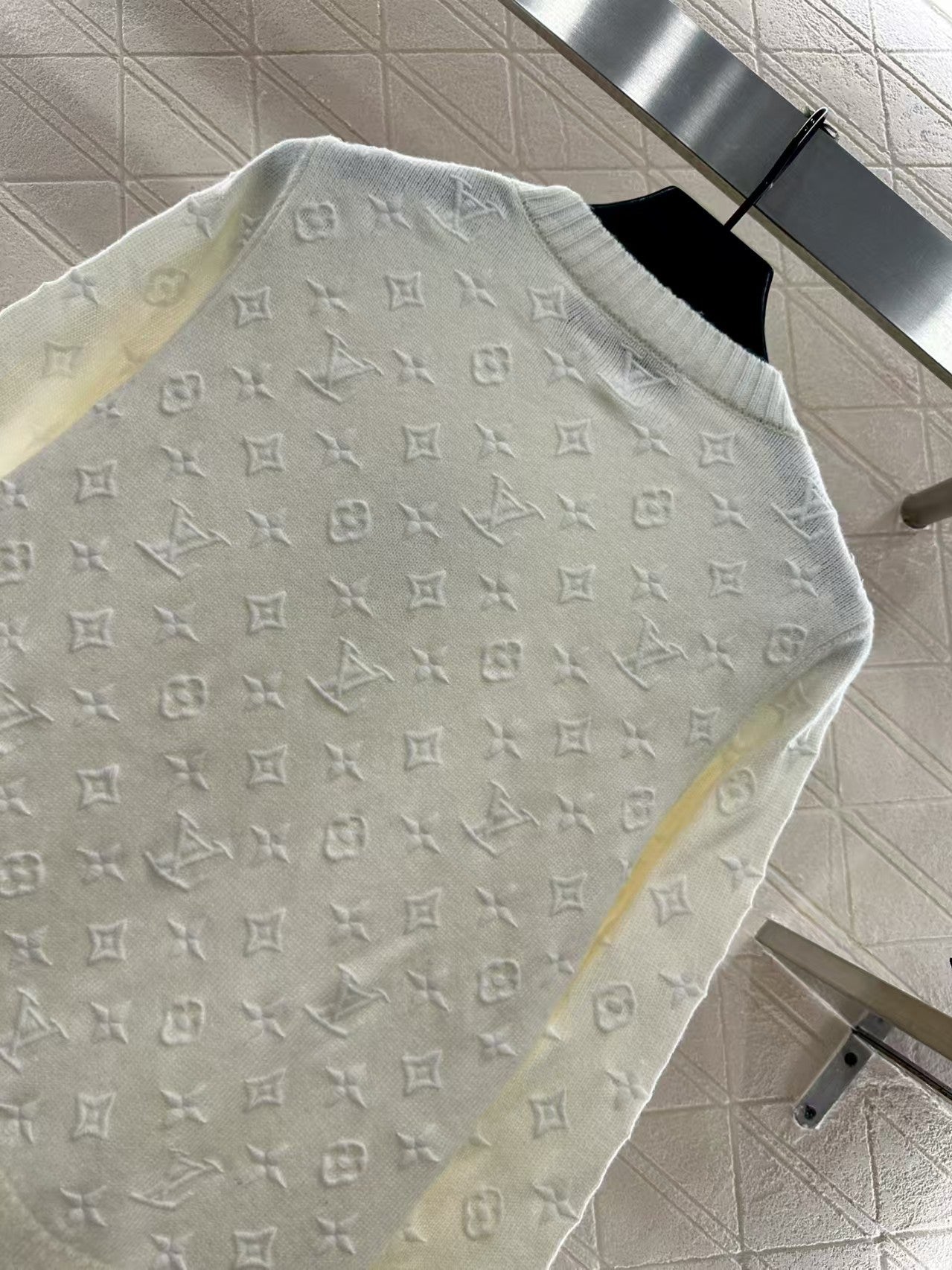 embroidered jacquard pullover sweater