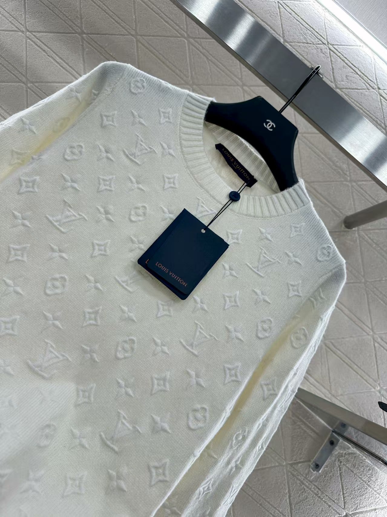 embroidered jacquard pullover sweater