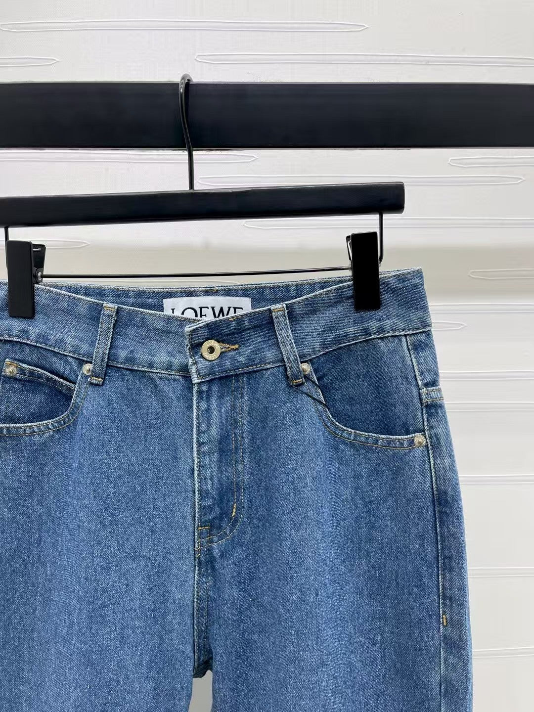 Heavy beaded straight jeans