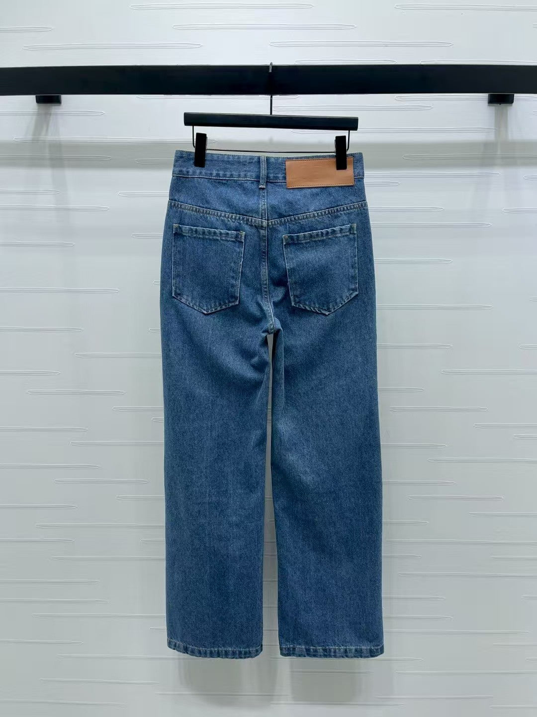 Heavy beaded straight jeans