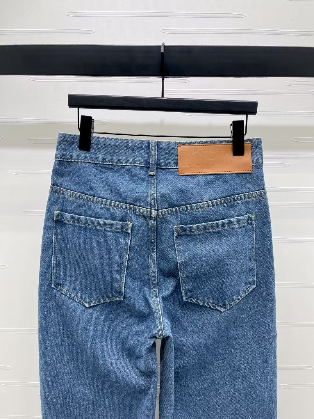 Heavy beaded straight jeans