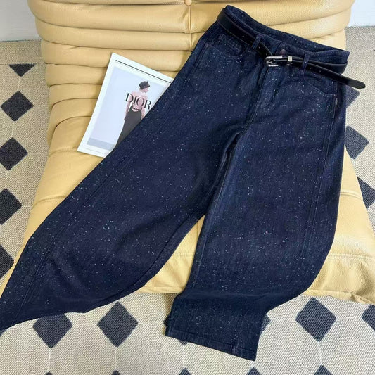 Color spray-dot raw jeans