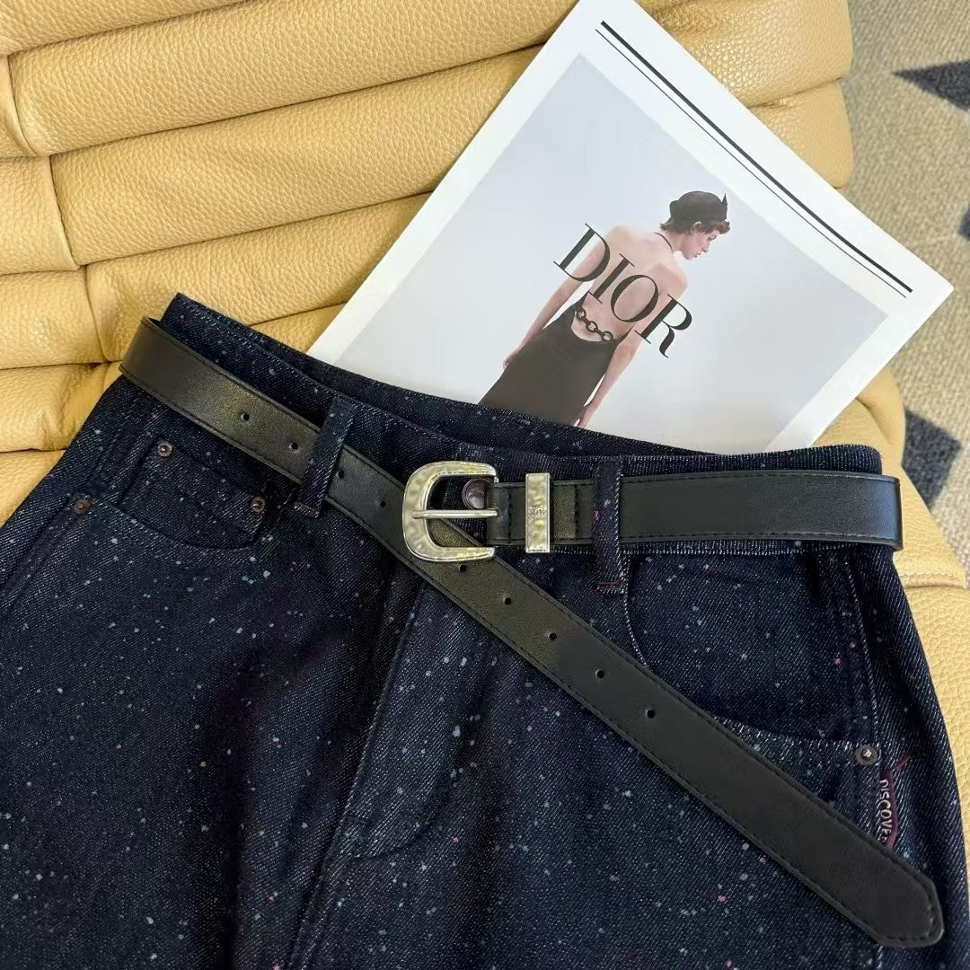 Color spray-dot raw jeans