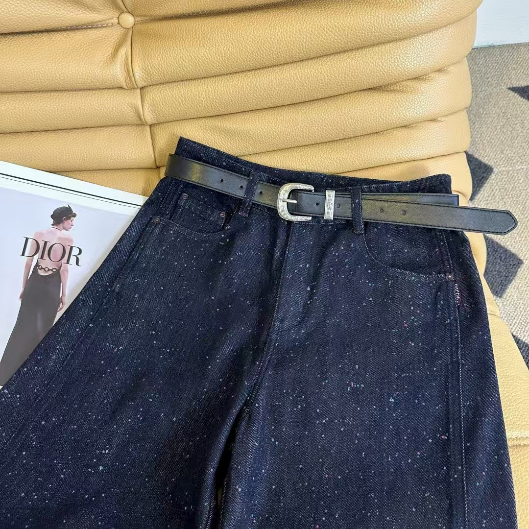 Color spray-dot raw jeans