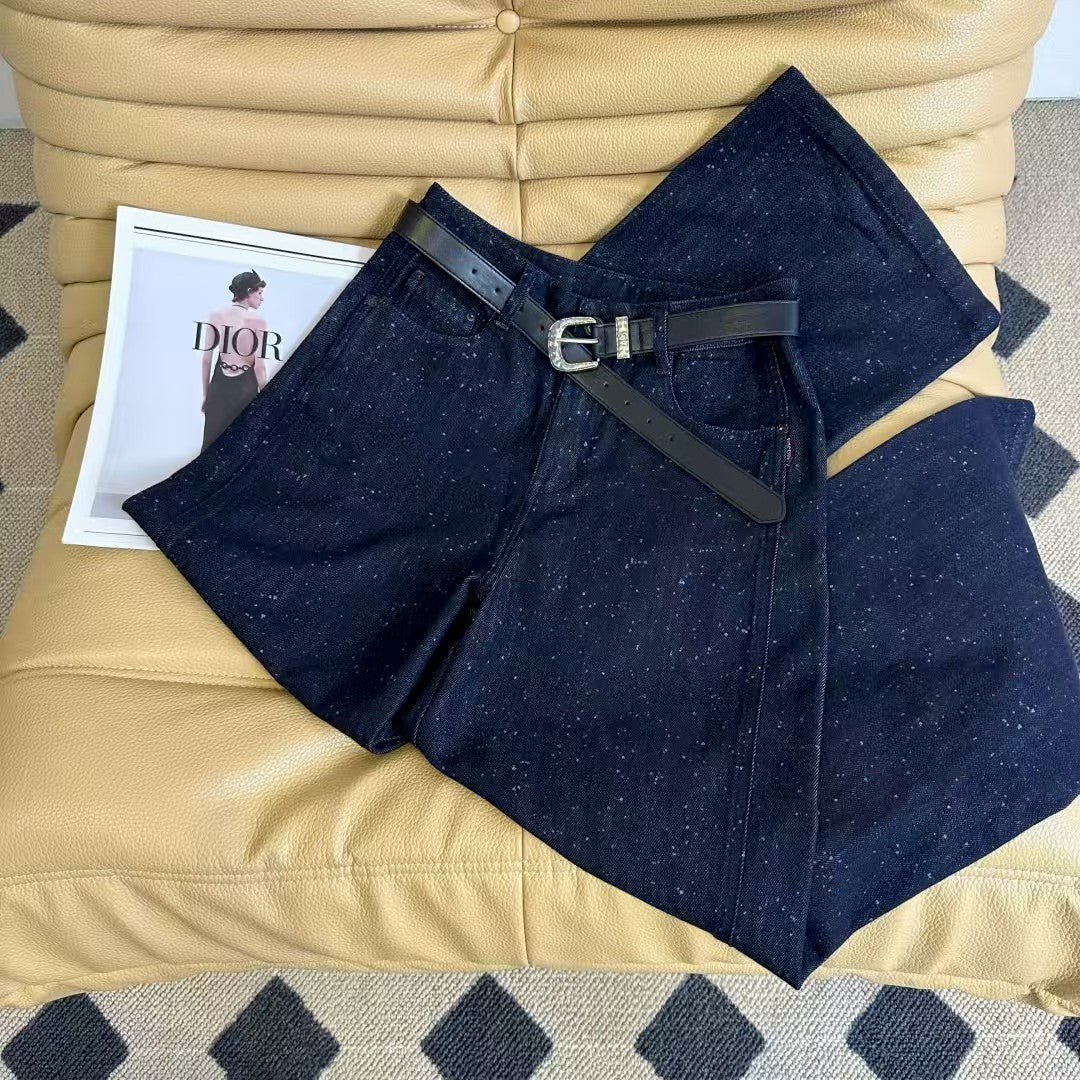 Color spray-dot raw jeans