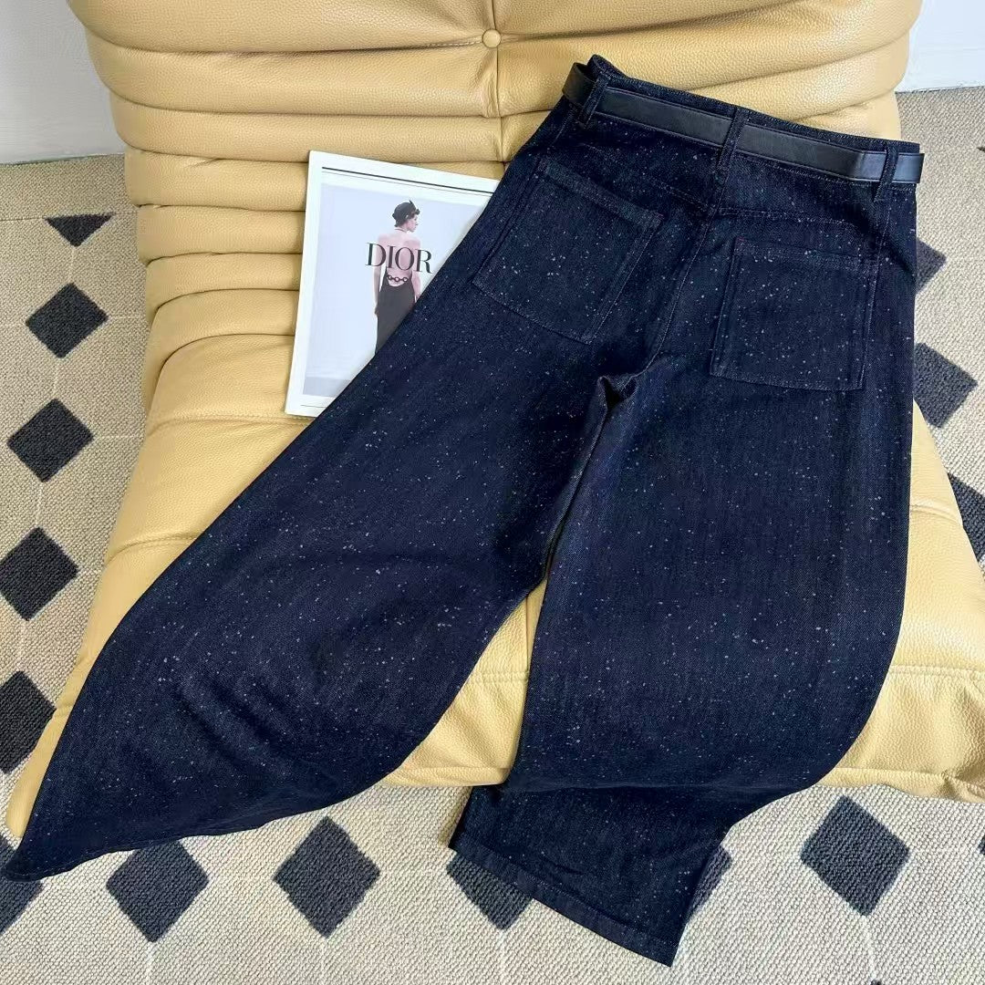 Color spray-dot raw jeans