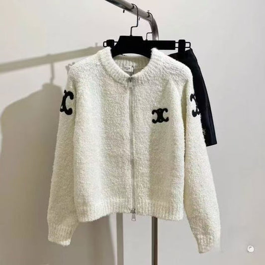 New Arc de Triomphe embroidered knitted cardigan