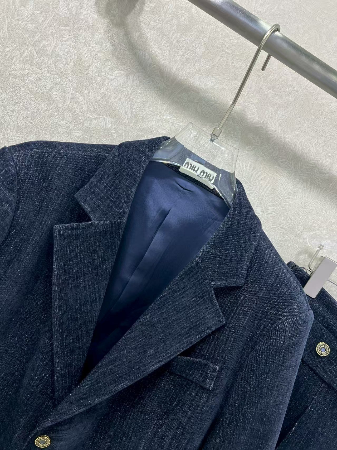 New brushed blazer and pleated skirt