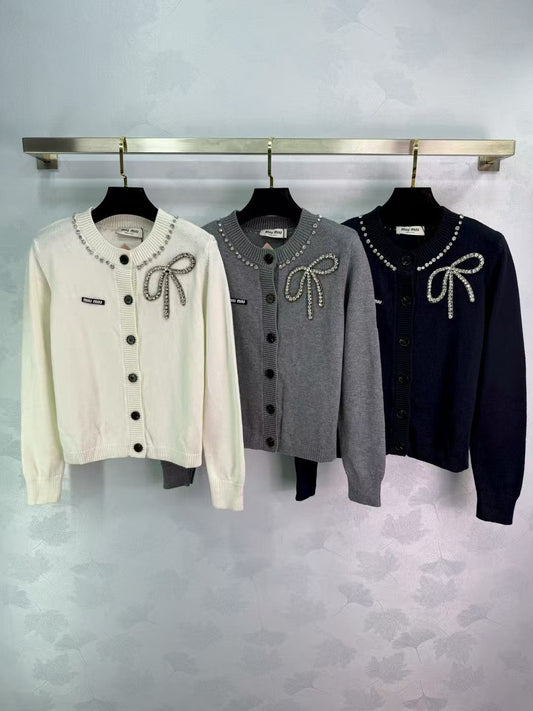 New Bow Knitted Cardigan