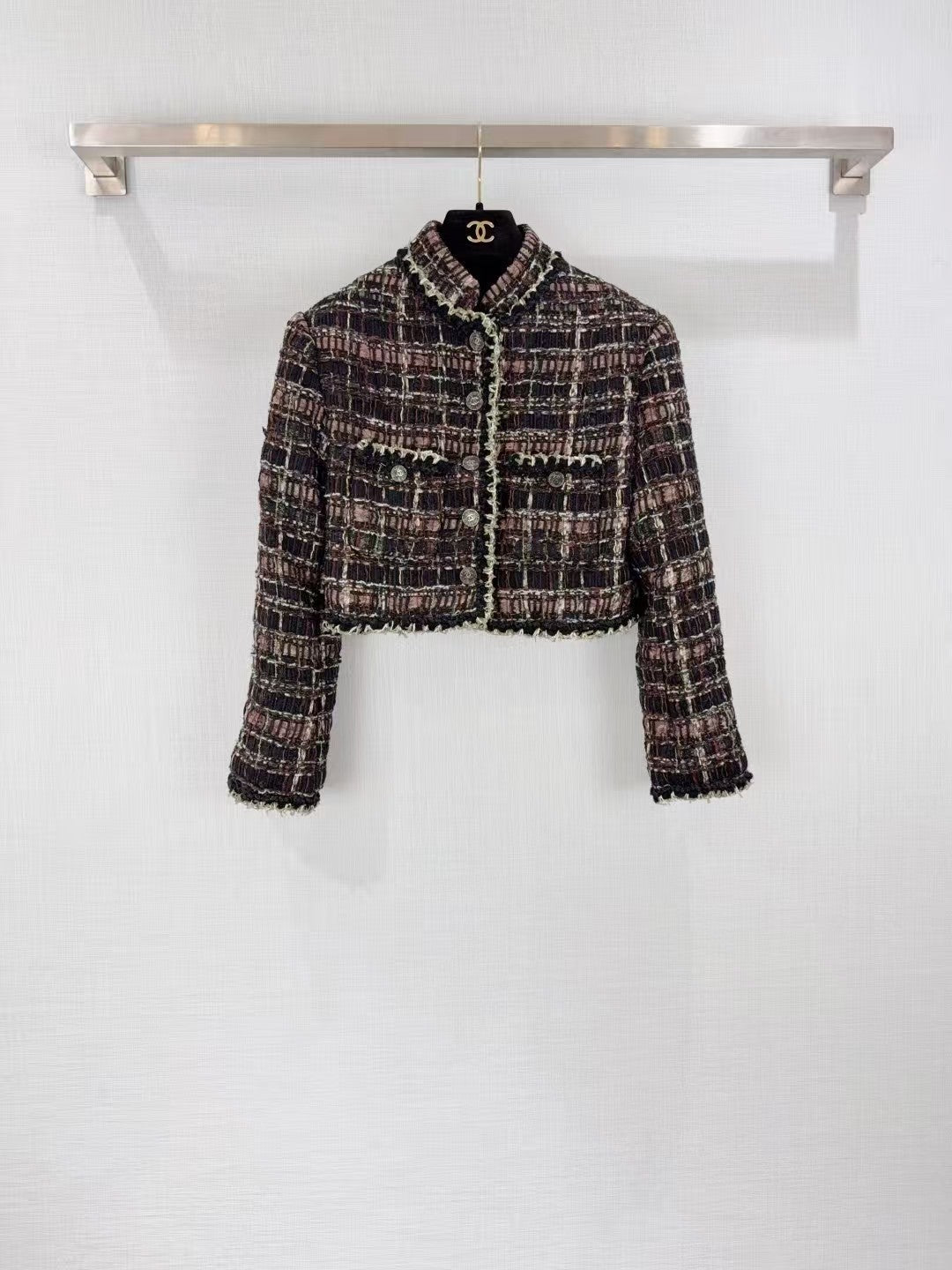 New double pocket woven tweed jacket
