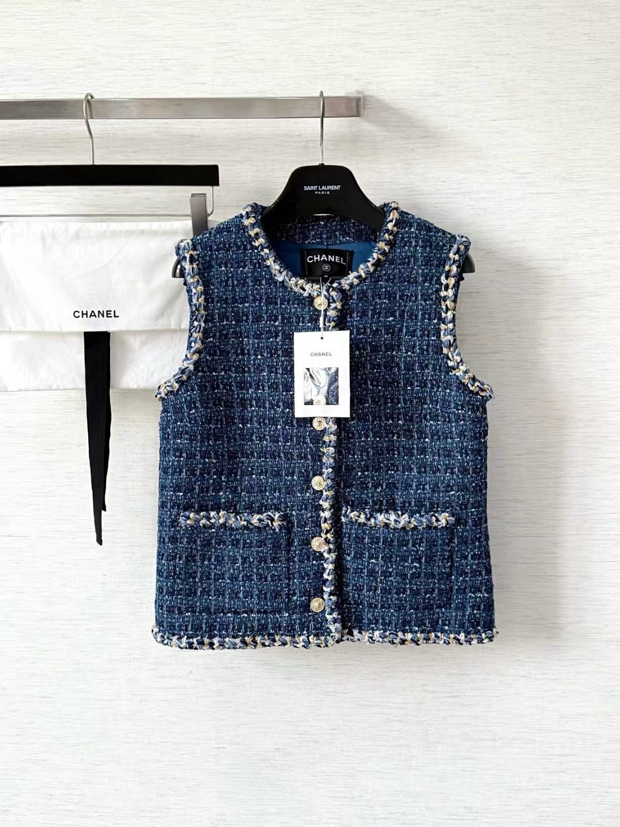 Blue woven custom-dyed vest