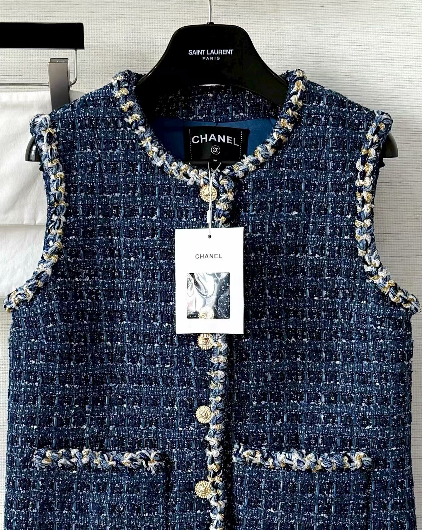 Blue woven custom-dyed vest
