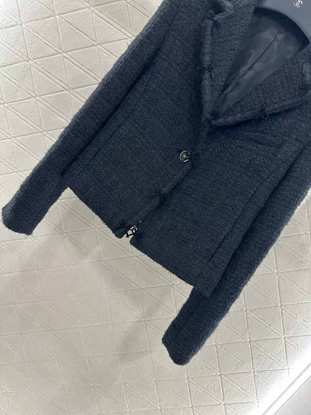 Lapel Bow Knitted Jacket