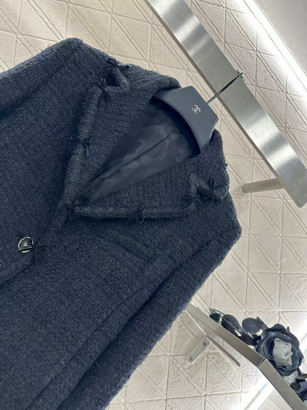 Lapel Bow Knitted Jacket