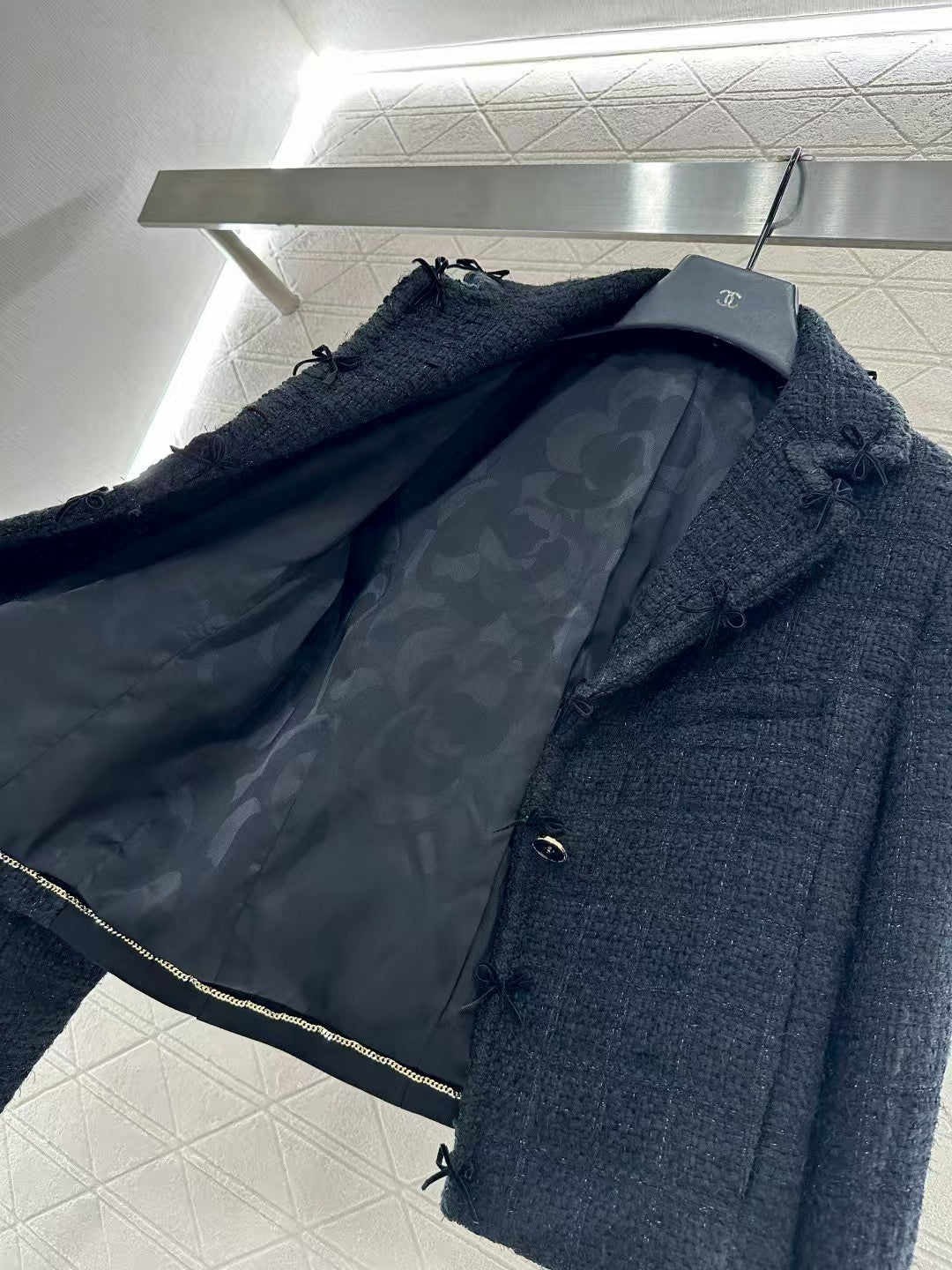 Lapel Bow Knitted Jacket