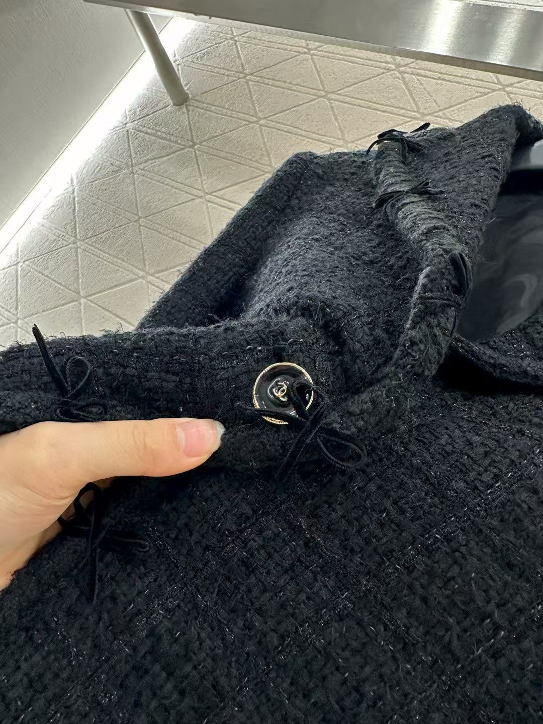 Lapel Bow Knitted Jacket