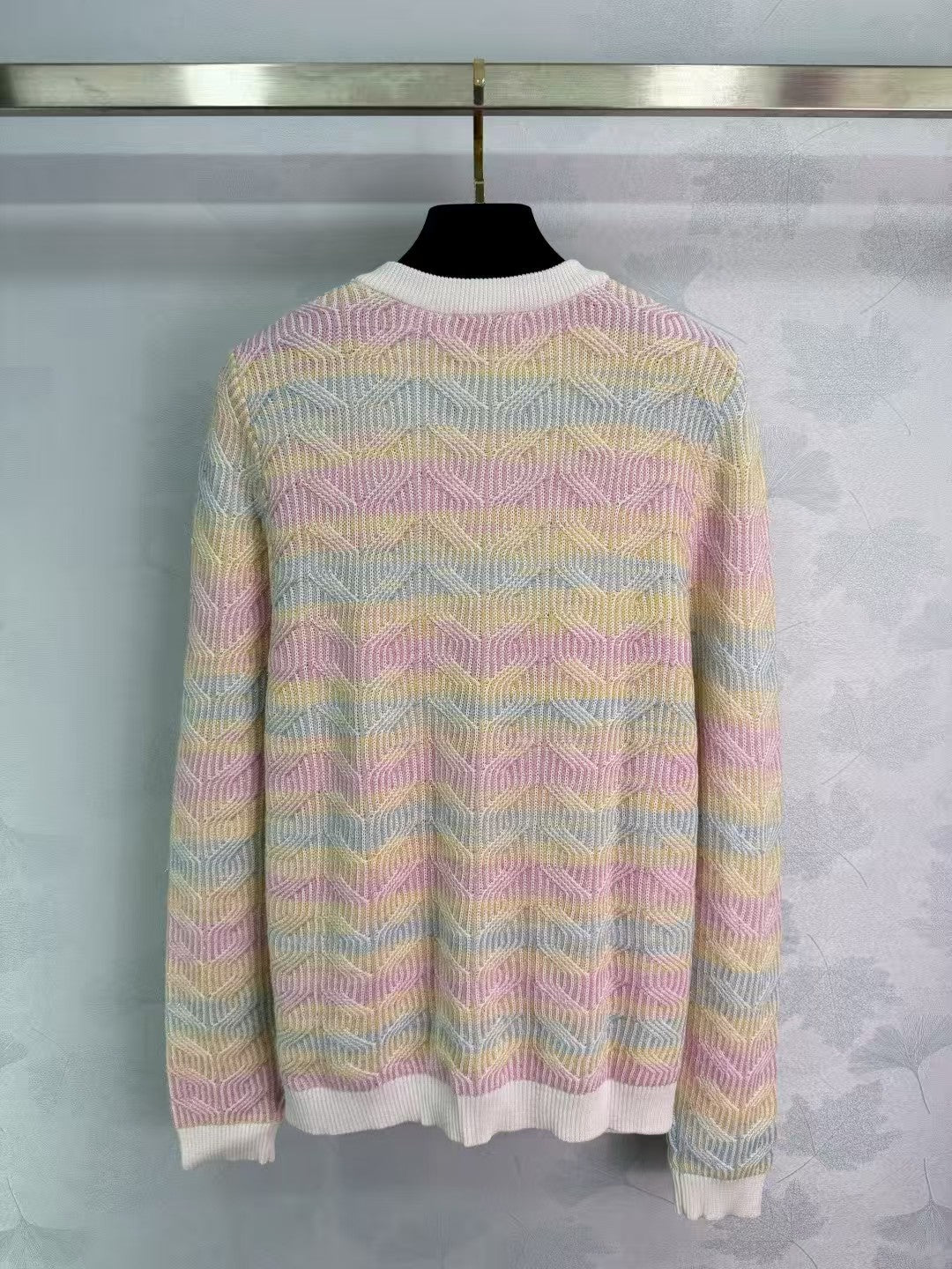2025 Early Autumn New Color Striped Crochet V-Neck Cardigan