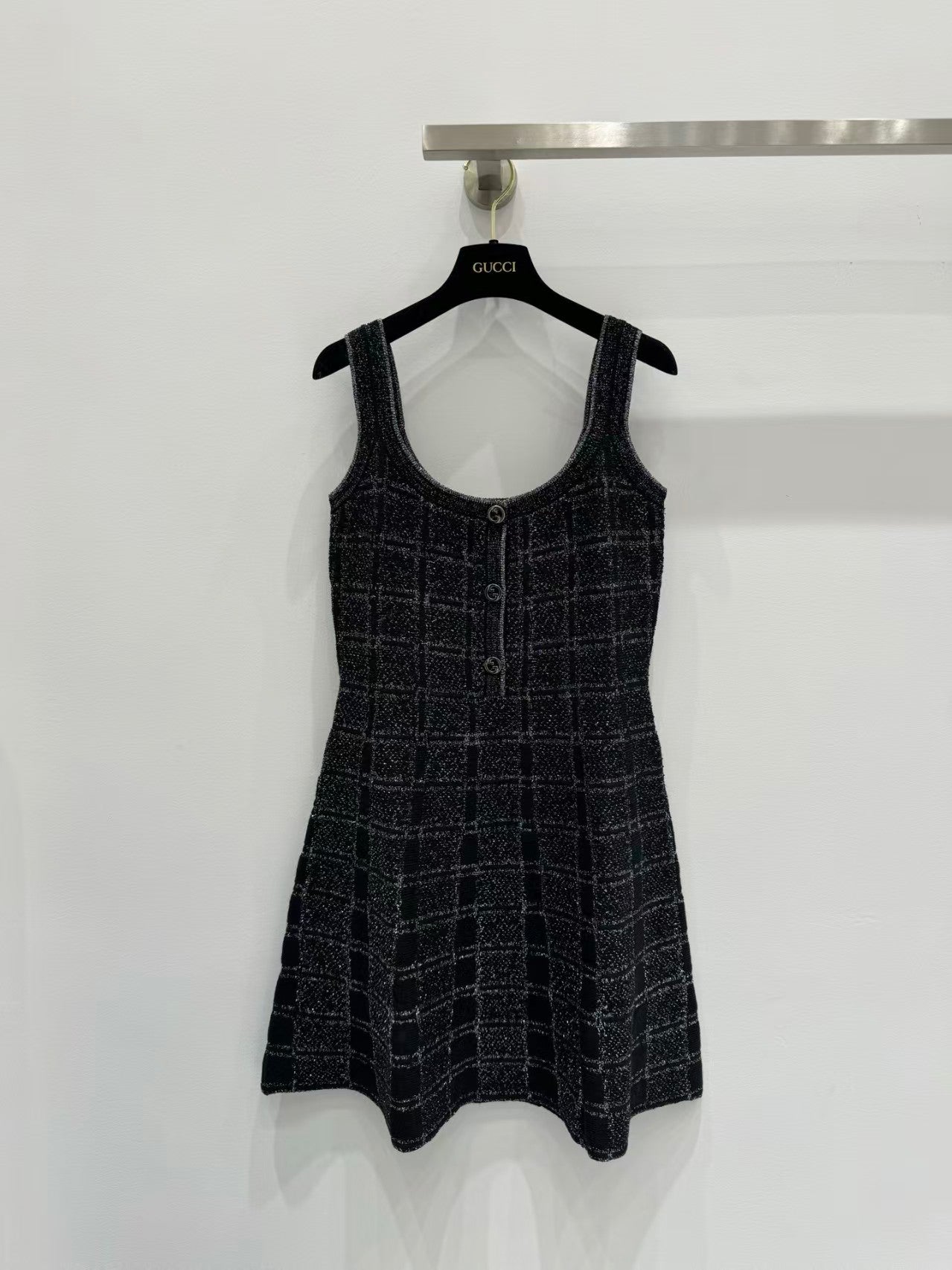 Gold plaid suspender dress