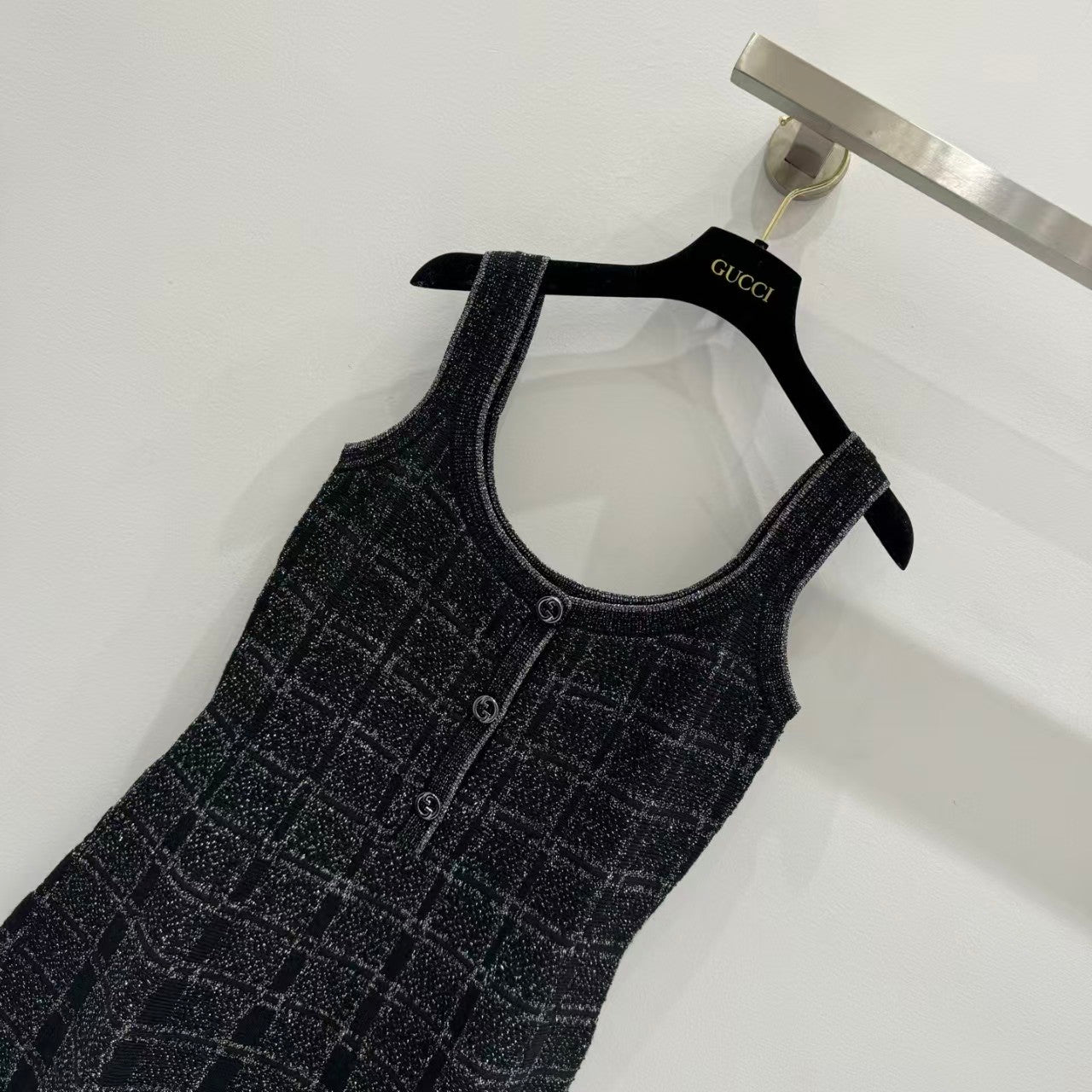 Gold plaid suspender dress