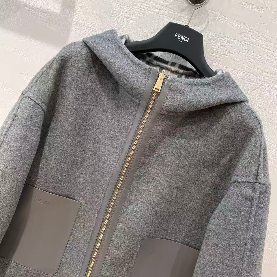 reversible logo zip-up hooded jacket