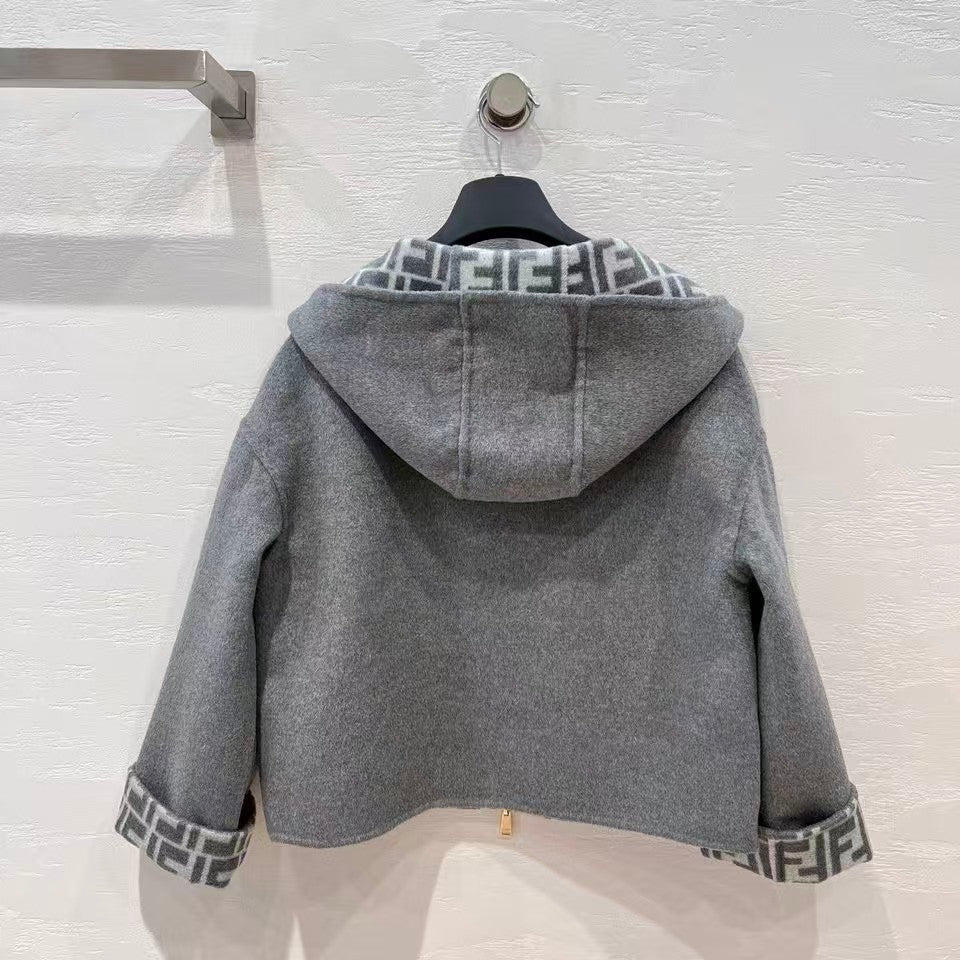 reversible logo zip-up hooded jacket