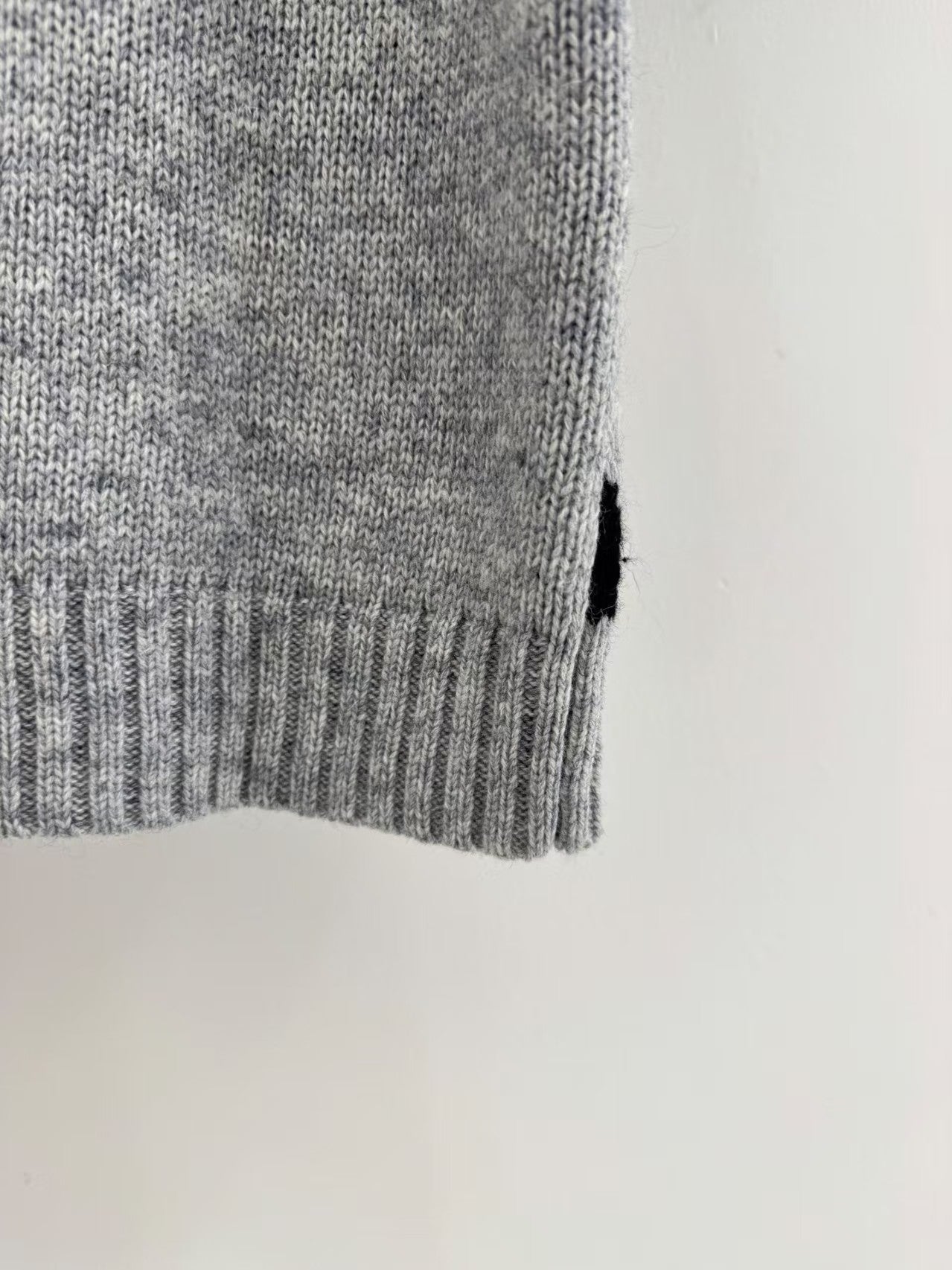 Retro ribbed check knit short sleeves