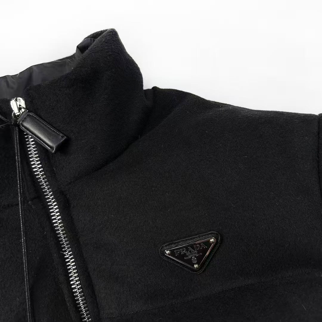 Triangle logo long waist down jacket