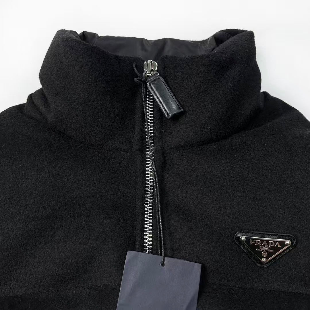 Triangle logo long waist down jacket