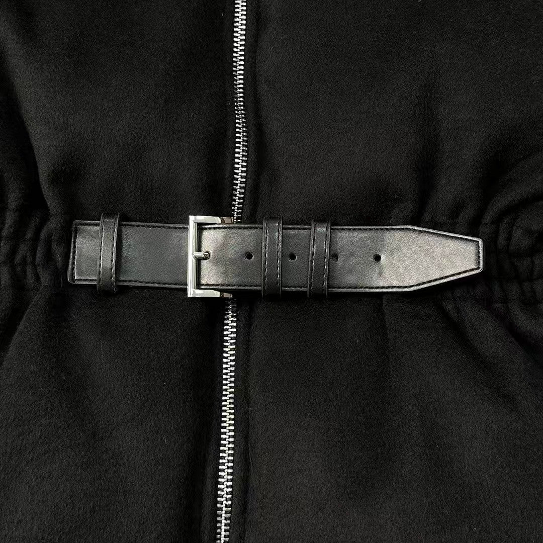 Triangle logo long waist down jacket