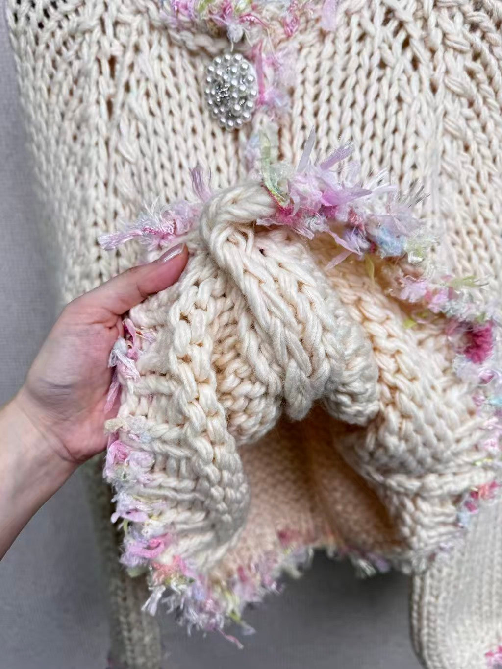 New Chunky Lace Cardigan Sweater