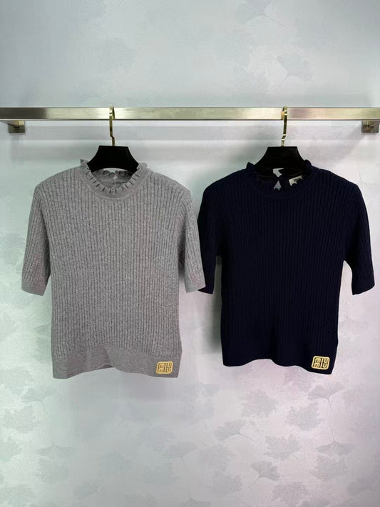 Cable-knit short-sleeves