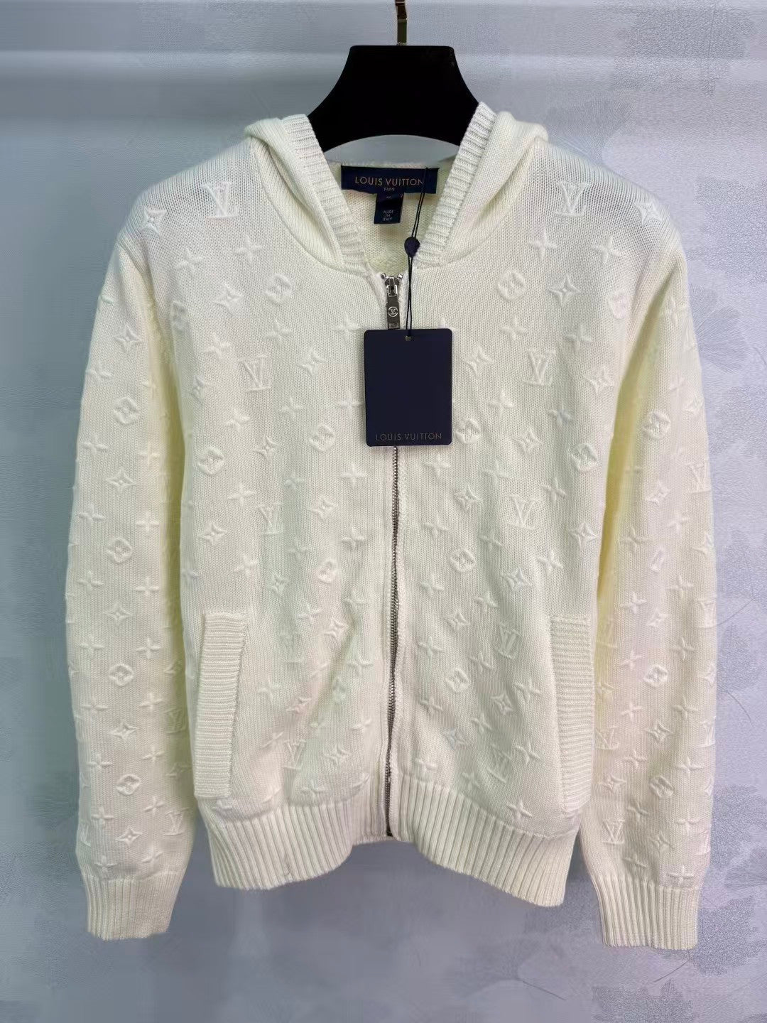 embroidered jacquard hooded cardigan