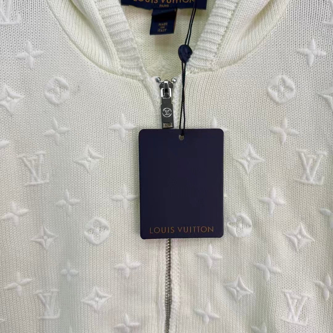 embroidered jacquard hooded cardigan