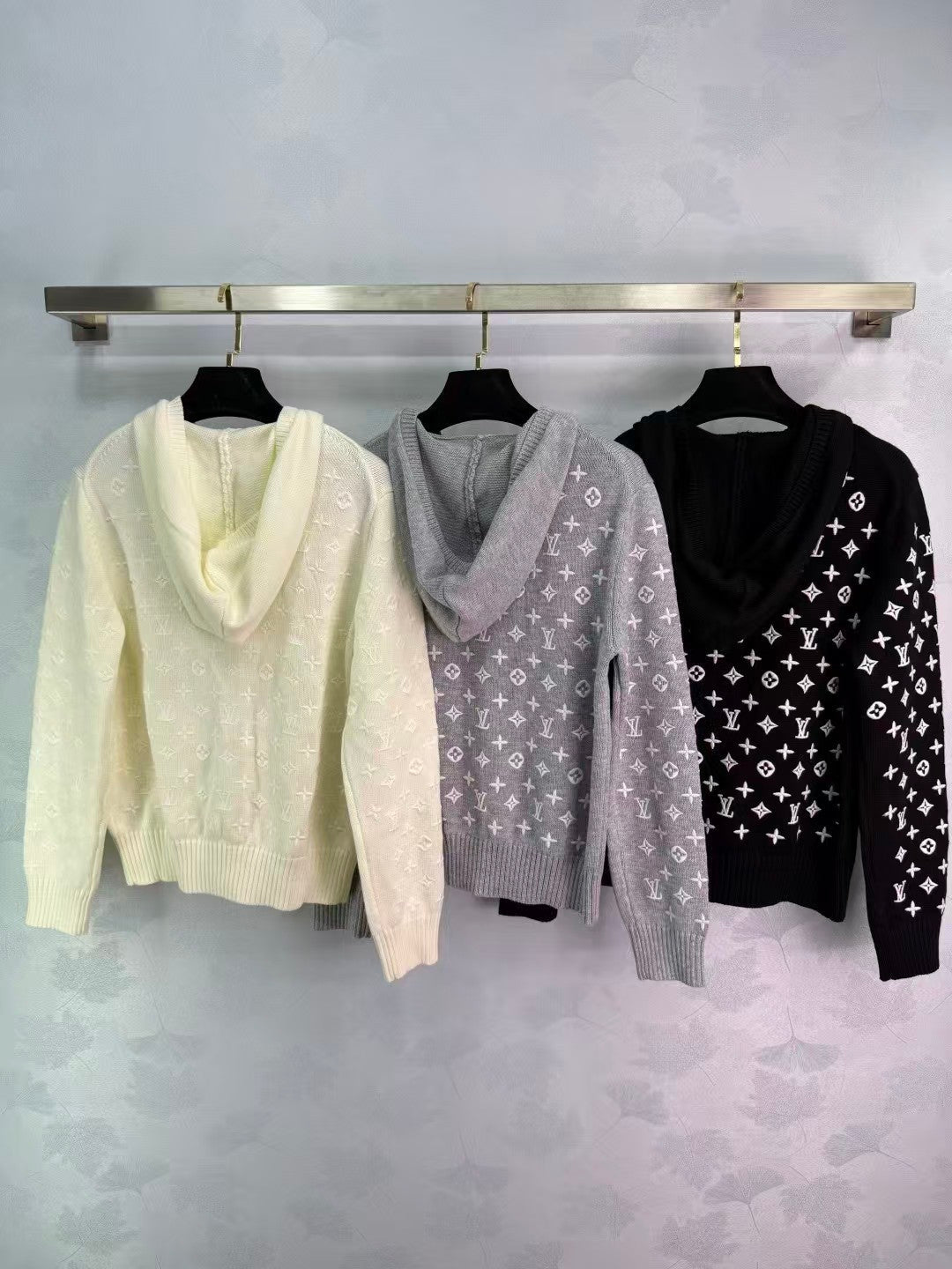 embroidered jacquard hooded cardigan