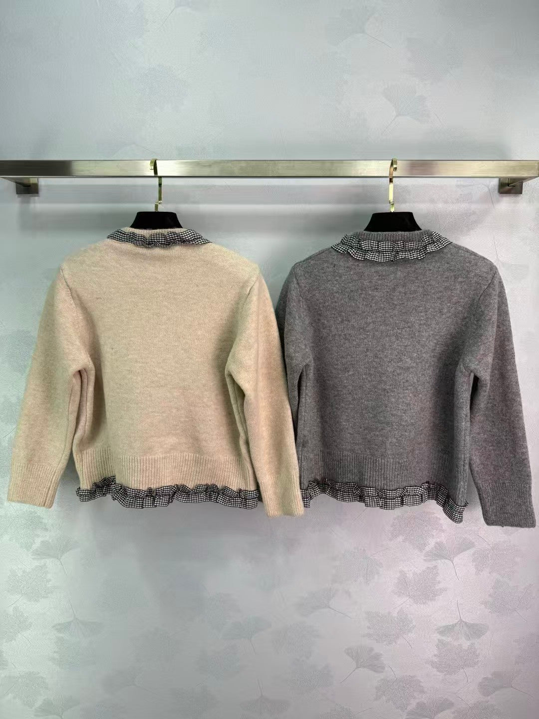 New Plaid Bow Knitted Cardigan