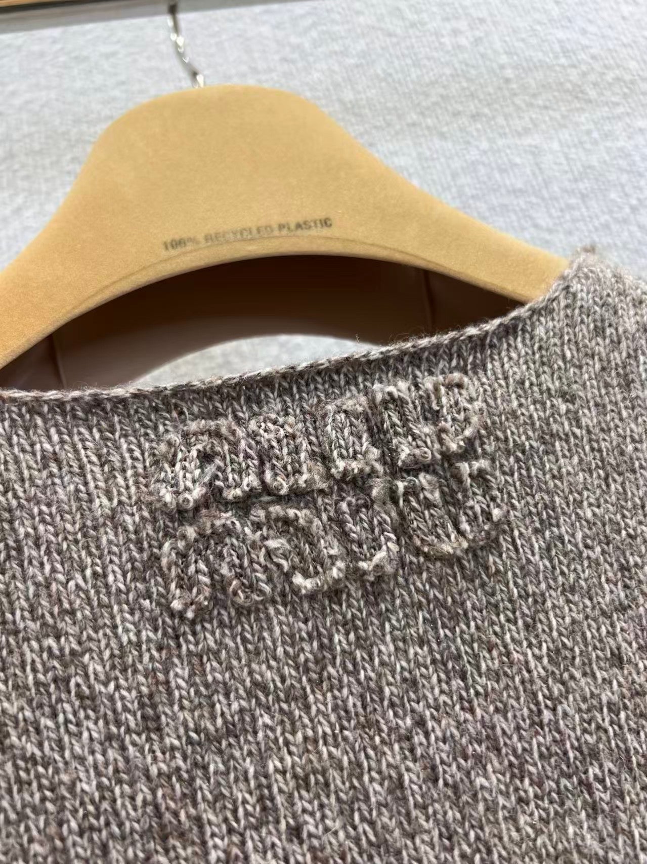 Milk tea brown round neck knitted cardigan