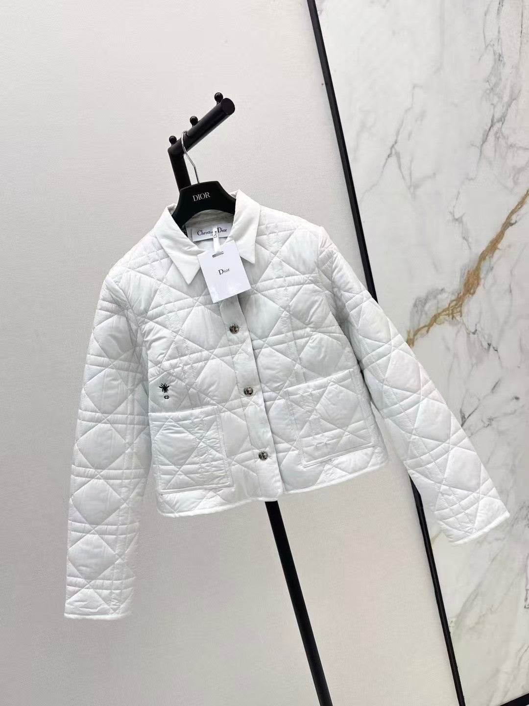 Cannage padded lapel jacket