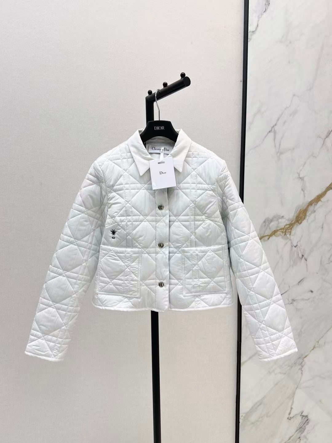 Cannage padded lapel jacket