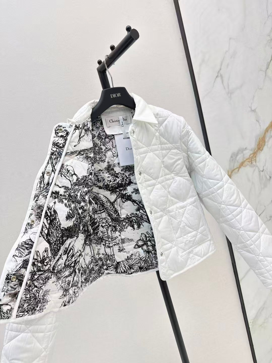 Cannage padded lapel jacket