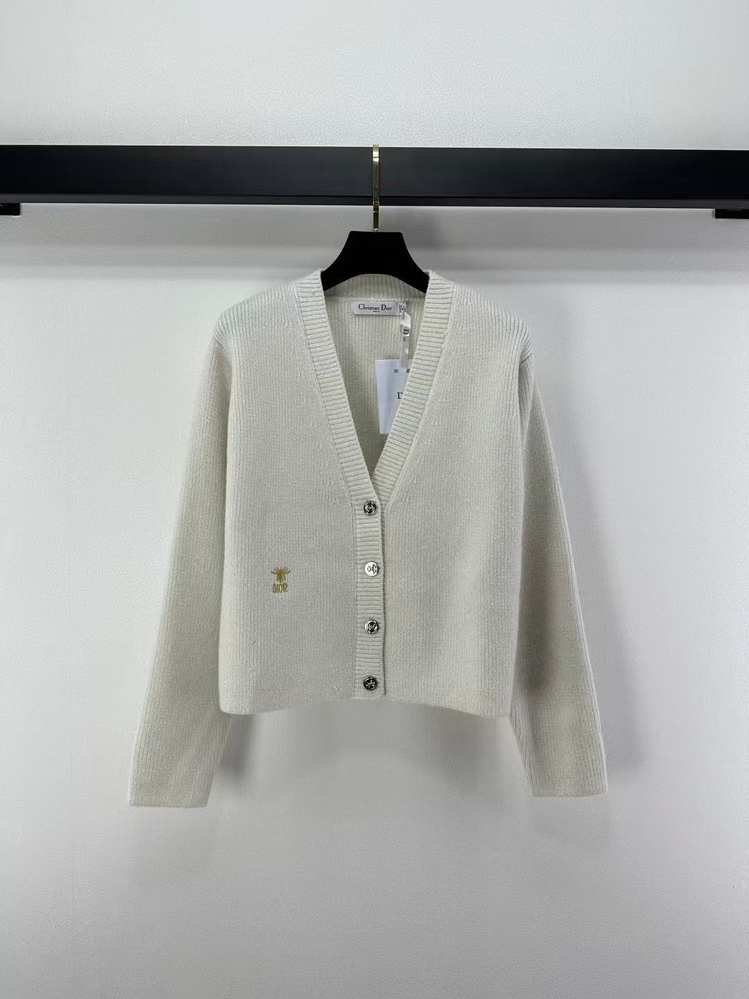 New autumn and winter v-neck silver cardigan