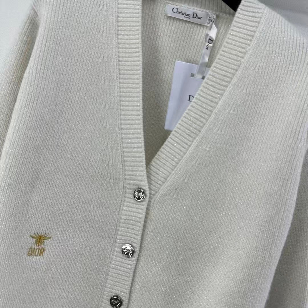 New autumn and winter v-neck silver cardigan