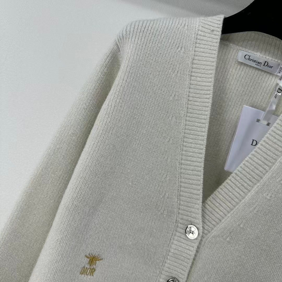 New autumn and winter v-neck silver cardigan