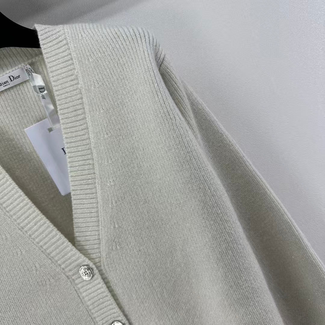 New autumn and winter v-neck silver cardigan