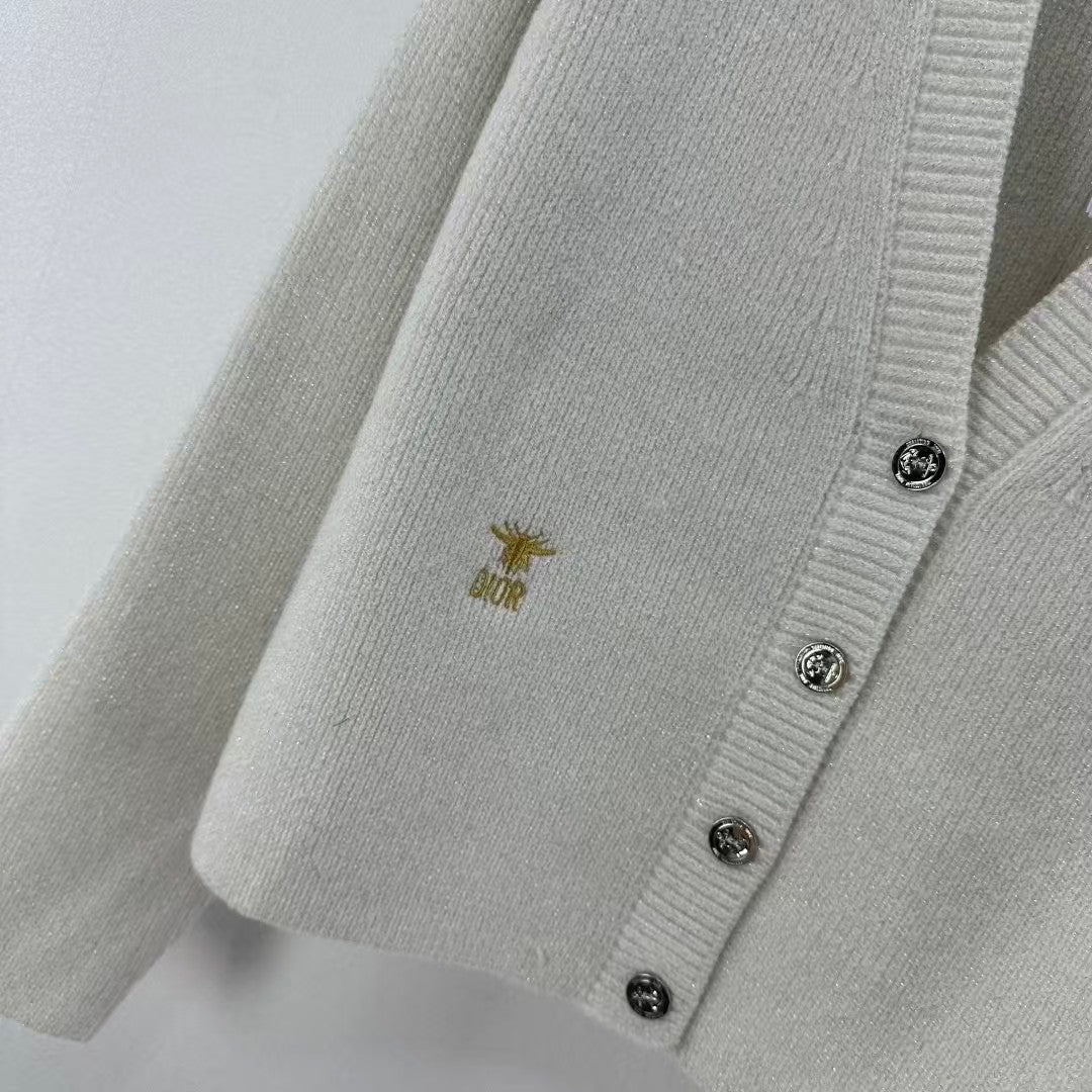 New autumn and winter v-neck silver cardigan