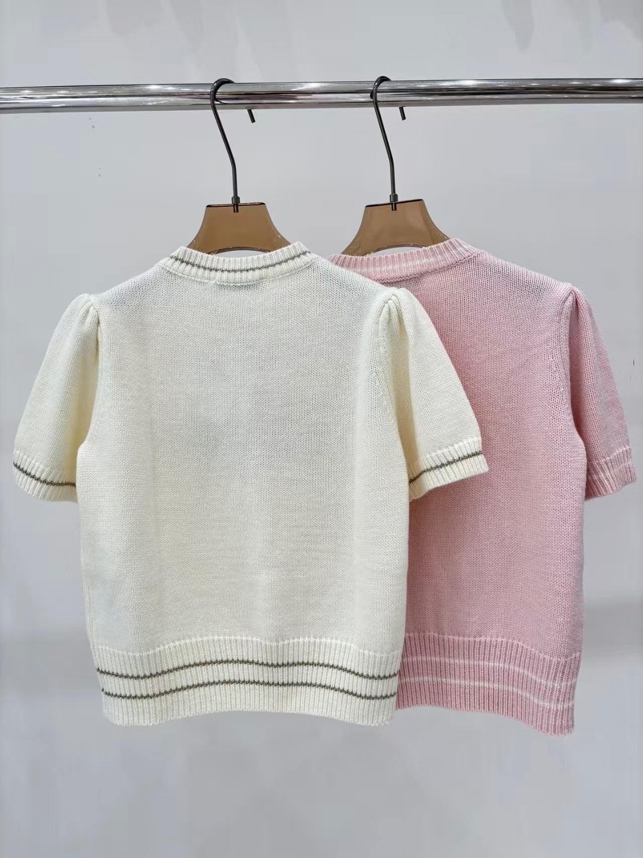 Logo heart embroidered knitted short-sleeved shirt