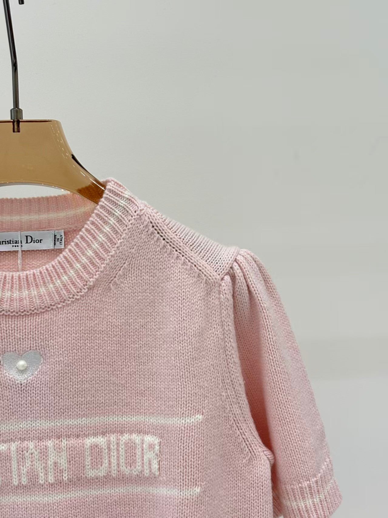 Logo heart embroidered knitted short-sleeved shirt