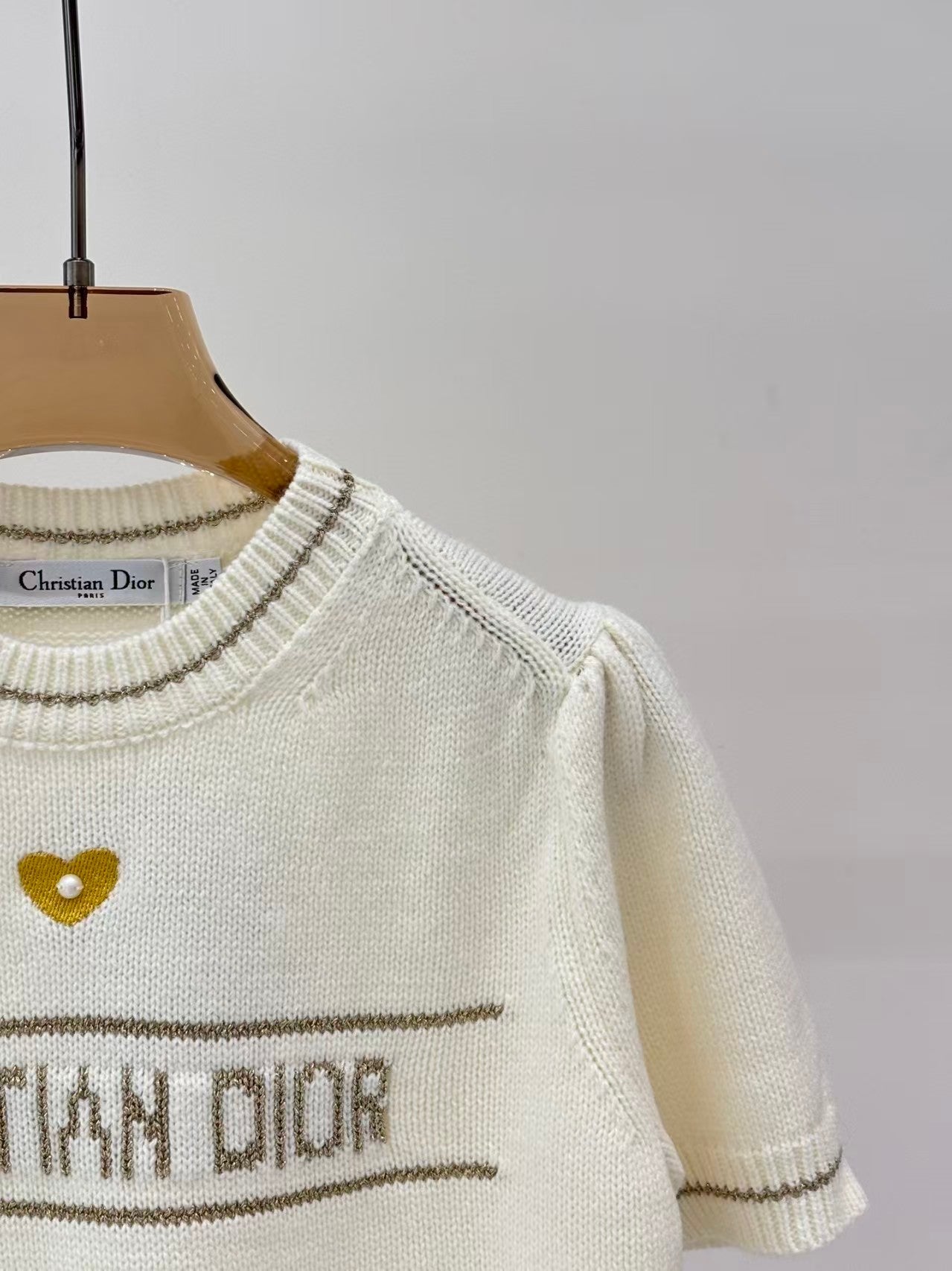 Logo heart embroidered knitted short-sleeved shirt